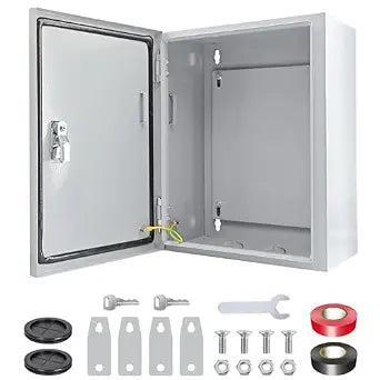 Electrical Box 12 x 10 x 6'' Steel Electrical Junction BoxNEMA 4X Steel Enclosure BoxIndoor&Outdoor Electrical Box Waterproof & DustproofWall Mounted Universalwith Lock & Mounting Plate