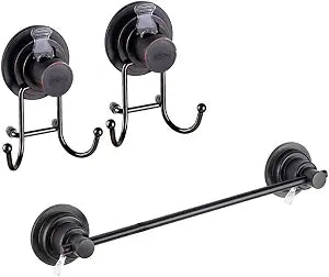 JiePai Suction Cup Towel Bar,Removable Modern Vacuum Suction Towel Hooks for Bathroom Door Adhesive Towel Bar Suction Towel Rack Holder