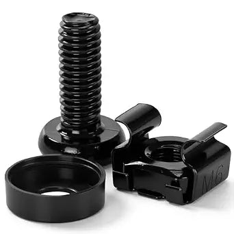 50 Pack M6 x 16mm Rack Mount Cage Nuts, Screws & Washers