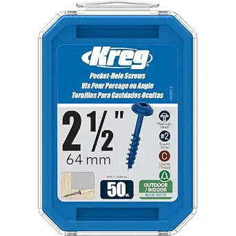 Kreg Blue-Kote Pocket-Hole Screws, SML-C250B-50, 50 Count, 2-1/2 Inch