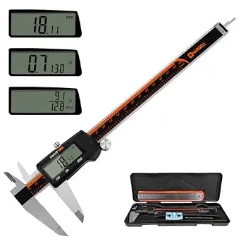 HARDELL Digital Caliper 0-8" Stainless Steel, Inch/Fractions/mm