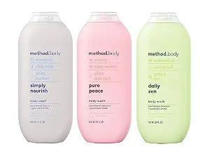 Method Body Wash Variety Pack - 3 Scents - Simply Nourish, Pure Peace And Daily Zen - 18 Fl Oz Each