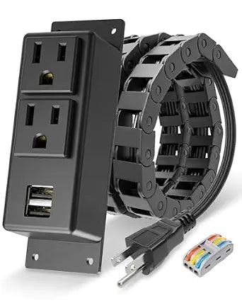 Drawer Outlet Kit with 2 15A AC Outlets & 2 5V/2A USB Ports, 6.4FT Cord