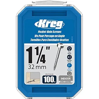 Kreg Zinc Pocket-Hole Screws, Pocket Hole Screws, 100 Count, 1-1/4-Inch