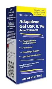TARO Adapalene 0.1% USP Gel, Paraben Free, Retinoid Acne-Prone Facial Treatment for Sensitive Skin, Prescription Strenght (0.5 Oz)