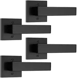 Probrico 4 Pack Black Dummy Door Levers Dummy Handles Heavy Duty Interior Levers Modern Non-Turning Door Hardware for French Door