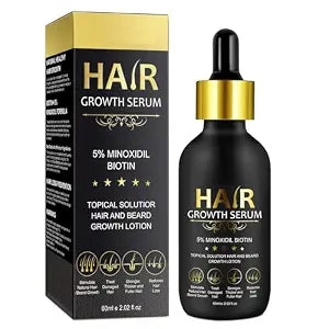 5% Minoxidil Hair Growth Serum for Men & Women - for Stronger Thicker Longer, Hair Regrowth Treatment- 2.02 oz