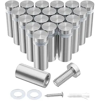 20 Pack Standoff Screws, 1/2" x 1" Sign Standoffs Mounts Silver