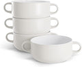 Kook Soup Crocks, Ceramic Bowls, Broil, Oven, Microwave and Dishwasher Safe, with Handles, For Casserole, Pasta, Cereal, 18 oz, Set of 4 (Coconut White)