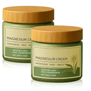 2Pcs Magnesium Cream with MSM & Arnica, Nerve Relief Magnesium Cream, Fast-Absorbing & Non-Greasy Hydrating Lotion, Gentle Formula for Skin Soothing, 50g/1.76oz