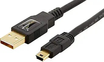 Amazon Basics USB-A to Mini USB 2.0 Cable, 480Mbps Transfer Speed with Gold-Plated Plugs, 3 Foot, Black