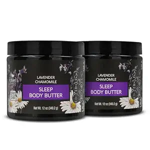 Nature's Beauty Lavender Chamomile Sleep Body Butter Multi-Pack - Sleep Well Luxury Rich Moisturizer, Relax + Calm Your Skin, Made w/Shea Butter, Jojoba + Moringa Seed Oils, 12 oz (2 Pack)