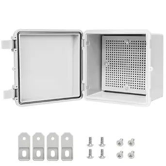 Junction Box, ABS Plastic IP65 Waterproof Dustproof Universal Electrical Enclosure Hinged Shell Outdoor and Indoor Usage Project Box, 5.9"x 5.9"x 3.5"(150x150x90mm), Grey