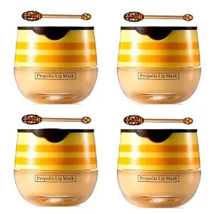 Bee Lip Balm Honey Pot,Propolis Lip Mask,4 Pcs
