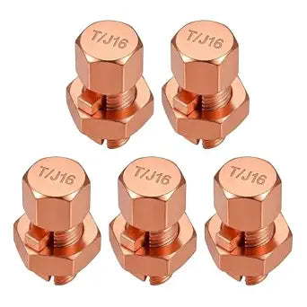 Brass Split Bolt Connectors, TJ-16, 6-8 AWG, 5 Pack