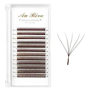 W Eyelash Extensions 5D Colored Premade Fans 0.07 D 8-15mm Brown