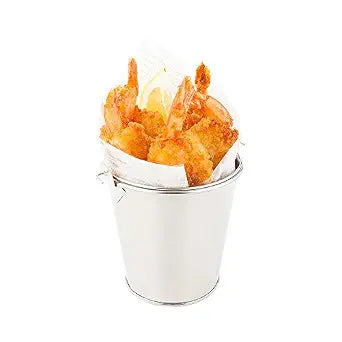 Restaurantware 12 Ounce Metal Bucket 1 Round Silver Pail - With Handle Food Safe Silver Stainless Steel Mini Bucket With Handles Smooth Finish For Appetizers Or Centerpieces