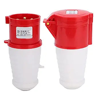 32A Industrial Plug Connector Set, 3 Phase 4 Pin 3P+E 380-415V IP44 Waterproof Electrical Plug & Socket for Industrial Power Equipment, Workshop, Factory & Construction Use