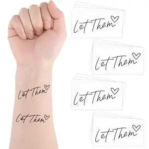 Blulu 30 Pcs Let Them Heart Temporary Tattoos Waterproof Black Letter Tattoos for Adults, Parties, Festivals, and Events (Classic Style)