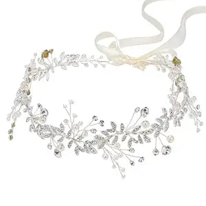 SWEETV Bridal Headpiece Silver Wedding Headband for Brides Hair Accessories