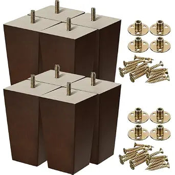 Hoteam 8 Pcs 5 Inch Square Wood Furniture Legs Couch Sofa Feet, Brown