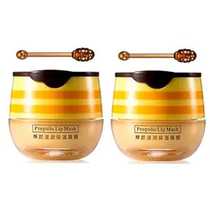 2 PCS Bee Lip Balm Honey Pot, Honey Propolis Lip Mask