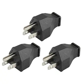 3 Prong Electric Plug Replacement 125V 15A 2Pole 3Wire Grounding Male Extension Cord Straight Blade Plug 3 Pack (Male Plug)