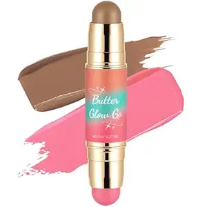 Dual-Ended Blush and Bronzer Stick ï¿½ï¿½ï¿½ï¿½ï¿½ï¿½ï¿½ï¿½ï¿½ 2-in-1 Creamy Face Cheeks Contour Makeup, Smooth Hydrating Formula, Buildable Color for Natural Radiant Glow Beauty Fo