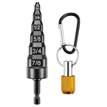 6-in-1 Copper Swaging Tool HVAC, Black Soft Tube Expander, Carbon Steel, Bit Holder, No.5 Carabiner, Swage Tool Set for Electric Drill, Swedge Repair Kit for 1/4 3/8 1/2 5/8 3/4 7/8 Pipe