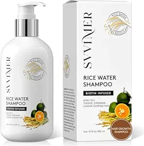 Svvimer Rice Water Hair Growth Shampoo - Biotin Thickening Shampoo for Hair Loss and Thinning - Sulfate Free for Women and Men - 10 Fl Oz
