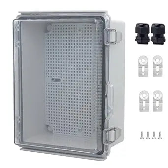 IP67Junction Box, ABS Plastic Outdoor Waterproof Box Electrical Enclosure with Stainless Steel Latch, Hinged Cover Electric Box with Mounting Plate 8.3"x6.3"x3.9"
