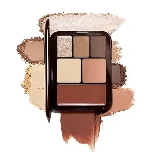 JOOCYEE 6 Color Multi-Use Face Palette, 5 in 1 Makeup Kit with Eyeshadow Blush Contour Highlighter Lip Color, Travel-Friendly Lookbook Design for Seamless Daily Glow - Warm Brown Look