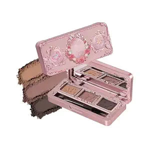 Flower Knows Midsummer Fairytales Eyebrow Palette,3 Color Eye Brow Powder Palette Waterproof Long-Lasting Brow Filler&Definer,Easy Blend,Warm-Toned Natural Brown with Brush,0.14 Oz(03 Apricots Rose)