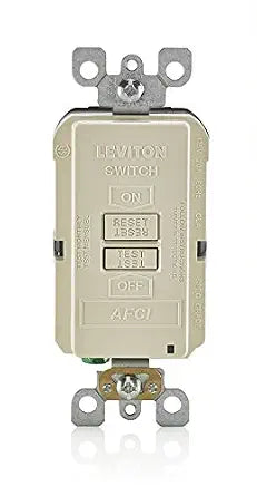 Leviton Blank Face AFCI, LED Indicator Light, 20 Amp, AFRBF-T, Light Almond