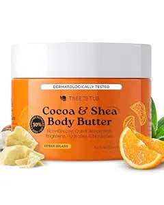 Tree To Tub Citrus Cocoa Shea Body Butter, Hydrating, Dry Skin, 6.7 Fl Oz