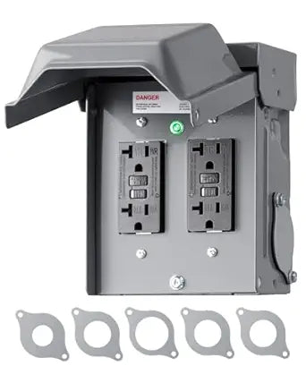 DEWENWILS Outdoor Electrical Outlet Box, Dual 20 AMP WRTR GFCI with Cover