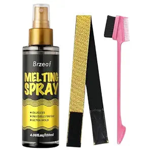 Brzeaf Lace Melting Spray And Wig Band(120ml), Extreme Hold, Melting Spray For Lace Wigs, Strong Natural Finishing Hold, Dries Quickly, Wig Melting Spray & Hair Adhesive for Wigs