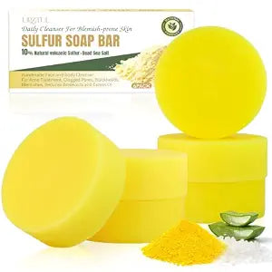 Sulfur Soap Bar, 6 Pack Deep Cleansing Bar with 10% Sulfur & Dead Sea Salt