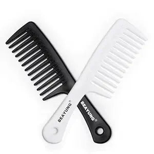 2PCS Large Wide Tooth Comb, Shower Combs, Hair comb for wet curly hair, Durable Hair Brush for Best Styling and Professional Hair Care(1Black,1White)