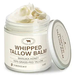 Jardient Beef Tallow Honey Balm for Skin: 100% Grass-Fed Beef Tallow Moisturizer For Face and Body - Organic Moisturizer Cream with Olive Oil Manuka Honey for Eczema and Dry Skin 2OZ