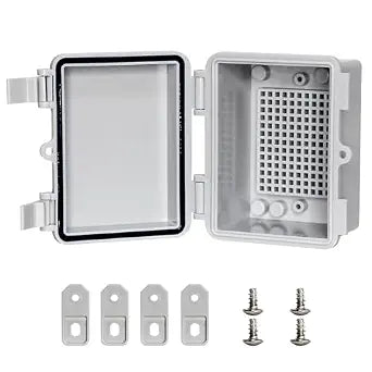 Waterproof Electrical Junction Box - Outdoor ABS IP66 Weatherproof Enclosure for Charging/Battery/Solar/CCTV/Use/Timer Gray Cover 4.6"x3.4"x2.8"