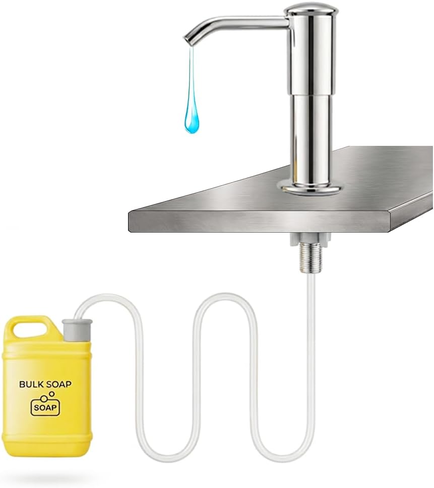 Sink Soap Dispenser, Stainless Steel Kitchen Soap Dispenser, Dispenser Pump with 47" Extension Tube kit,Built-in Sink soap Dispenser