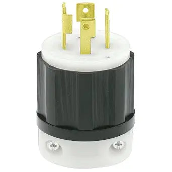 Leviton 30 Amp, 250 Volt 3-phase, NEMA L15-30P, 3P, 4W, Locking Plug, Industrial Grade, Grounding, 2721, Black-White