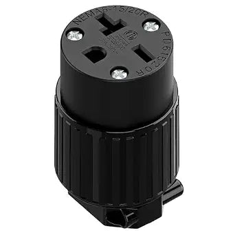 NEMA 6-20R Female Socket,20Amp/250Volt, NEMA 6-15R 15A/250V ETL Listed Heavy Duty 3-Prong Female Straight Blade Connector, 15/20Amp 250V AC Industrial Grade Cord End Socket, Black