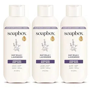 Soapbox Oat Milk & Lavender Body Wash - Hydrating Shower Gel - 3 Pack