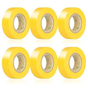 Yellow Electrical Tape, UL Approved, 0.7in x 33ft, 6 Pack