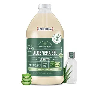WHOLENATURALS Organic Aloe Vera Gel, EWG Verified, Unscented, From Freshly Cut 100% Pure Aloe, Pure Cold Pressed, Grown in USA, For Face, Skin, Hair & Sunburn Relief, Vegan Certified, 64oz
