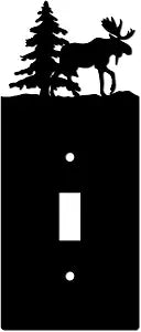 Moose Light Switch Wall Plate, Single Toggle, Black Cabin Lodge Room