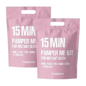 Naisture 15 Min Pamper Me Kit Duo Pack Korean Spa Skincare Gift Sets for Women-Head to Toe with Hair, Face, Eye, Hand, & Foot Masks (14 pcs)