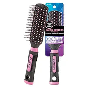 Conair Salon Results Hairbrush - Hair brush for Men and Women - Detangling - suitable for all hair types -features Nylon Bristles - Pink/Black
